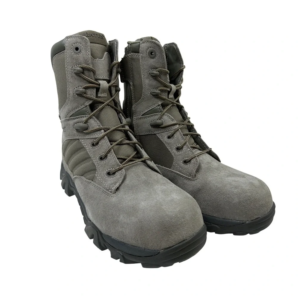 Bates GX-8 Composite Toe Men 9.5 XW Sage Green Side Zip Work Boots NWO'T